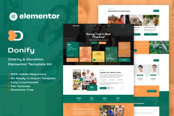 Donify – Charity and Donation Elementor Template Kit